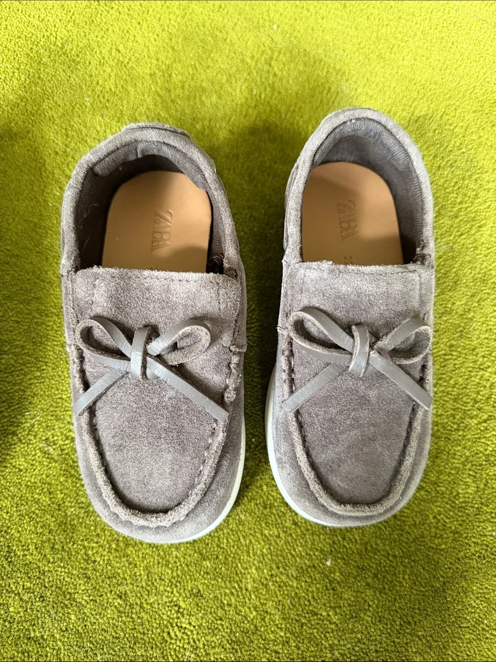 ZARA Kids Suede Slip-On Loafers in Navy and Taupe